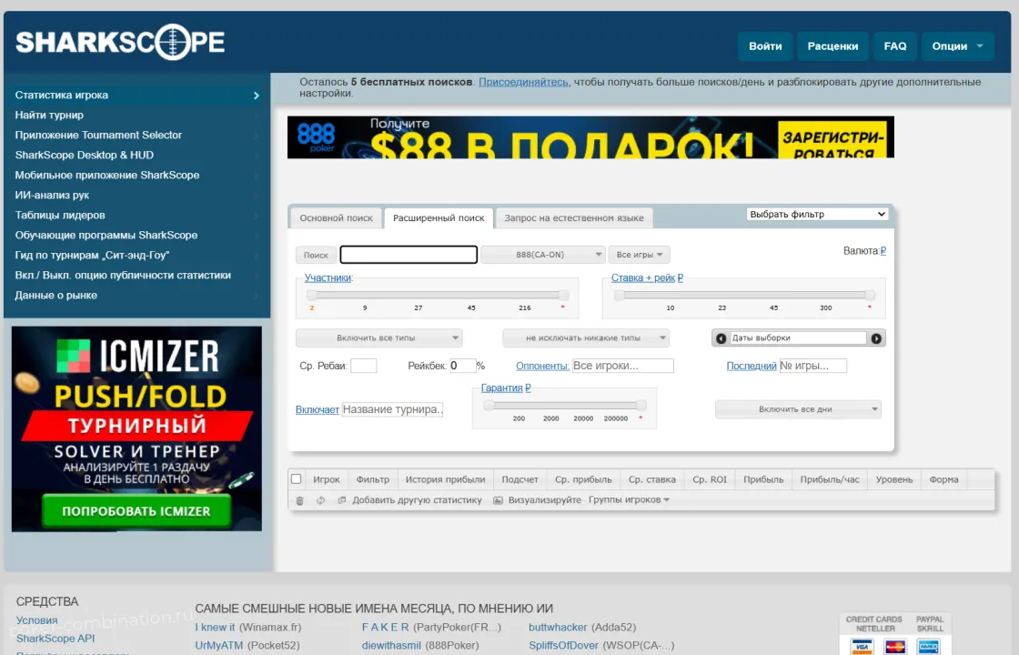 Возможности SharkScope
